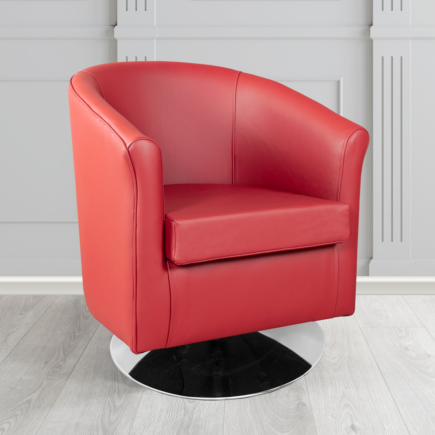 Leather Swivel Tub Chairs with Beautiful Chrome Swivel Bases