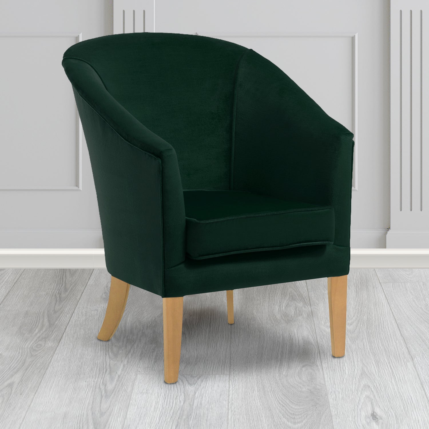 Burton Tub Chair in Noble 228 Bottle Green Crib 5 Velvet Fabric Wate