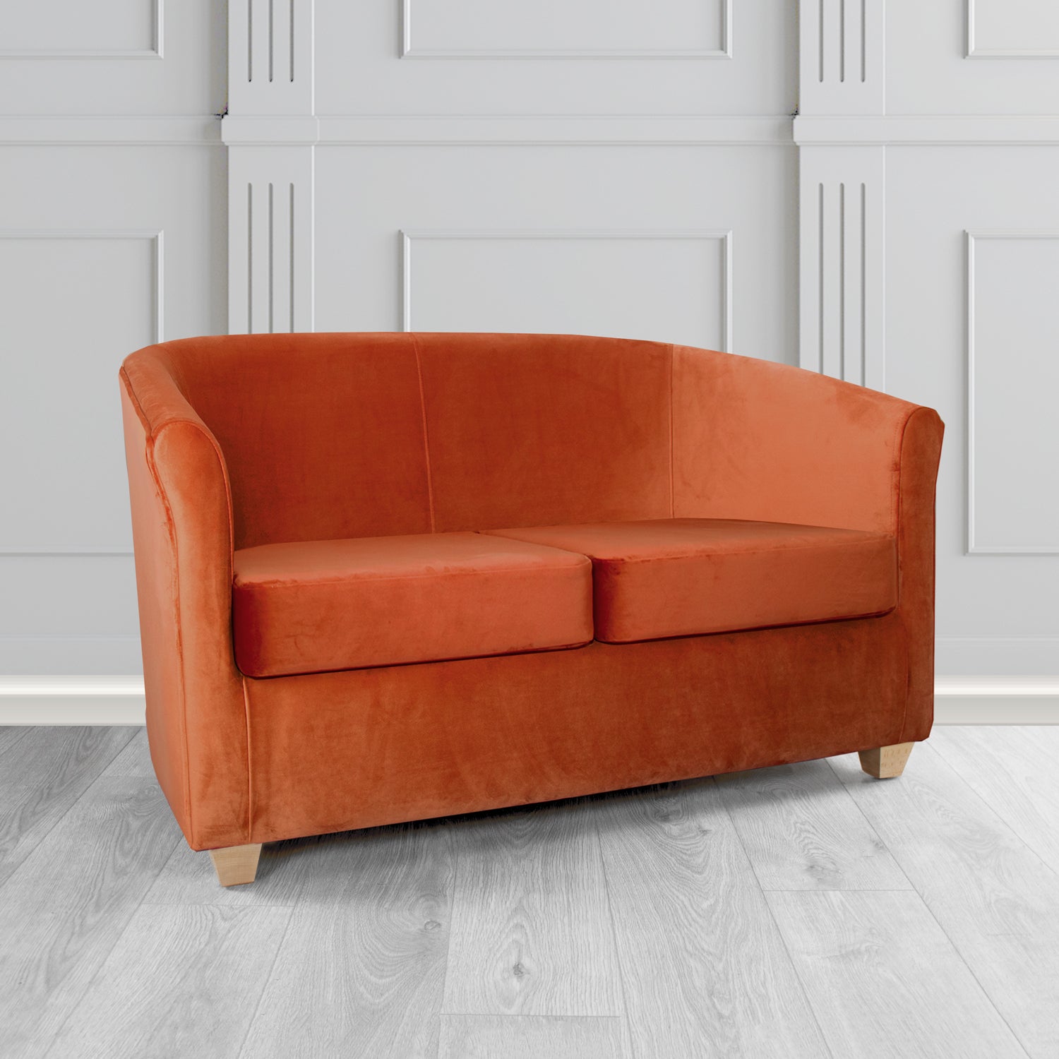 Cannes 2 Seater Tub Sofa in Sekers Fabrics Varna Columbia Crib 5 Velvet Fabric