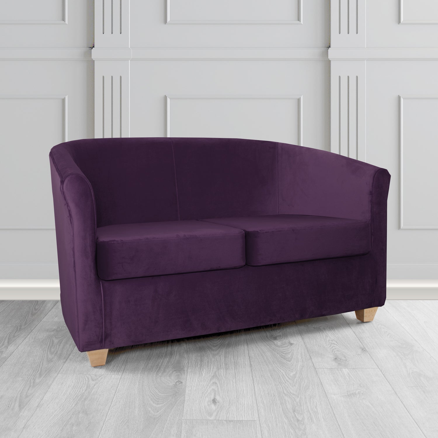 Cannes 2 Seater Tub Sofa in Sekers Fabrics Varna Columbia Crib 5 Velvet Fabric
