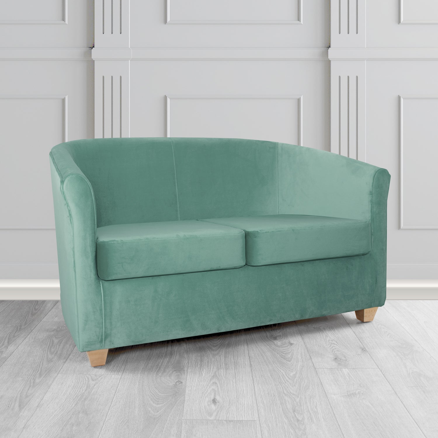 Cannes 2 Seater Tub Sofa in Sekers Fabrics Varna Columbia Crib 5 Velvet Fabric