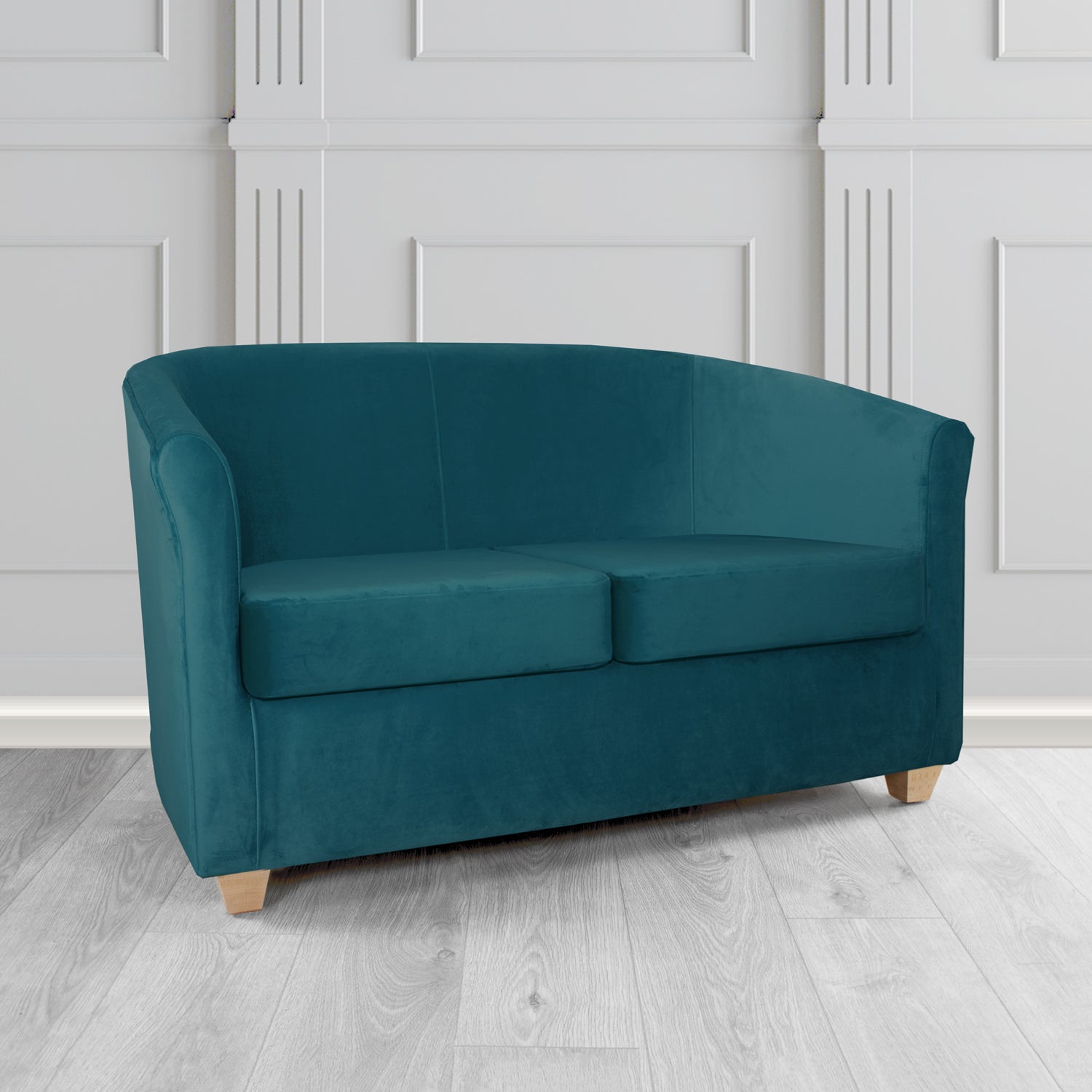 Cannes 2 Seater Tub Sofa in Sekers Fabrics Varna Columbia Crib 5 Velvet Fabric