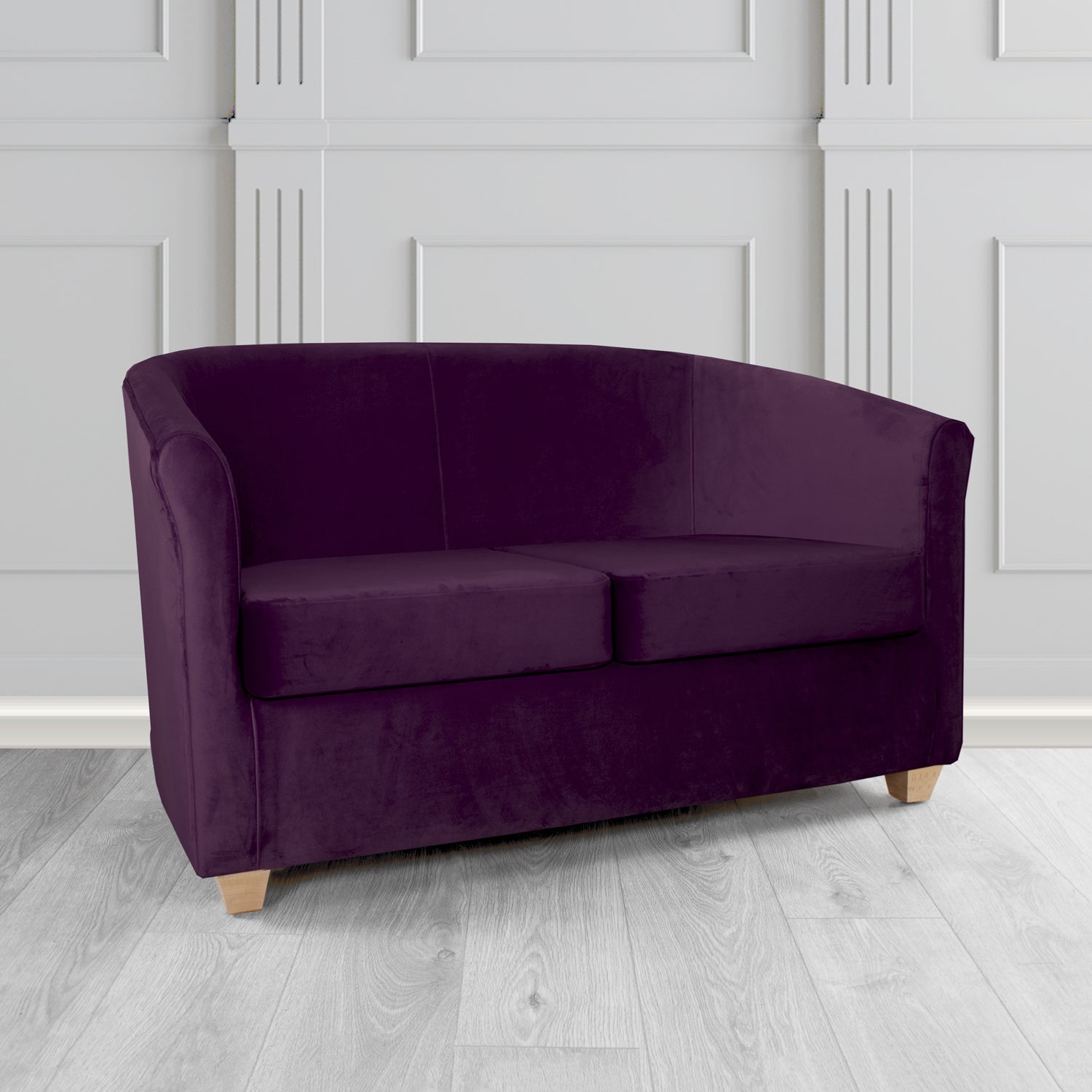 Cannes 2 Seater Tub Sofa in Sekers Fabrics Varna Columbia Crib 5 Velvet Fabric
