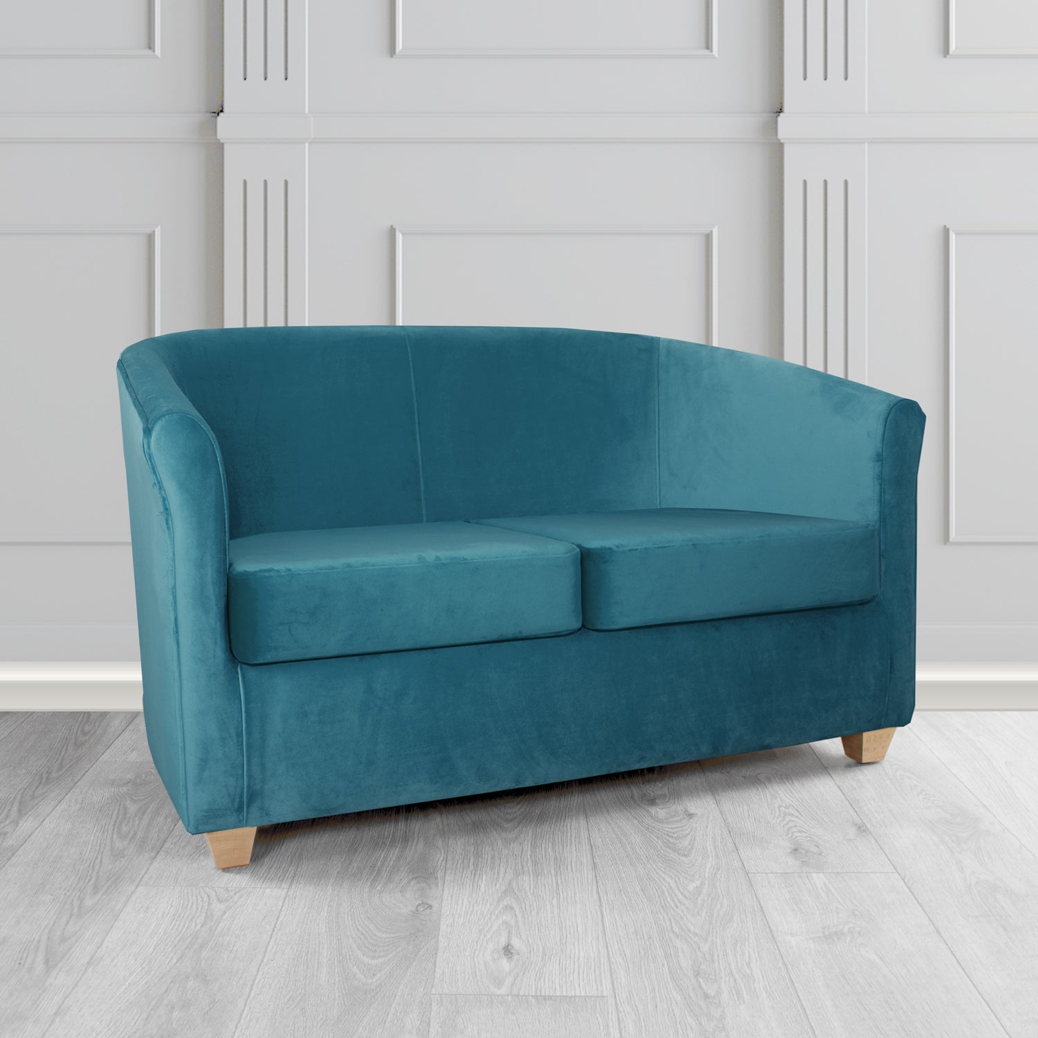 Cannes 2 Seater Tub Sofa in Sekers Fabrics Varna Columbia Crib 5 Velvet Fabric