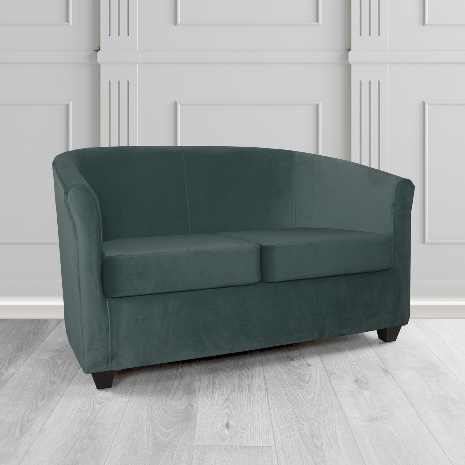 Cannes 2 Seater Tub Sofa in Zinc Textile Z Suede Crib 5 Faux Suede Fabric