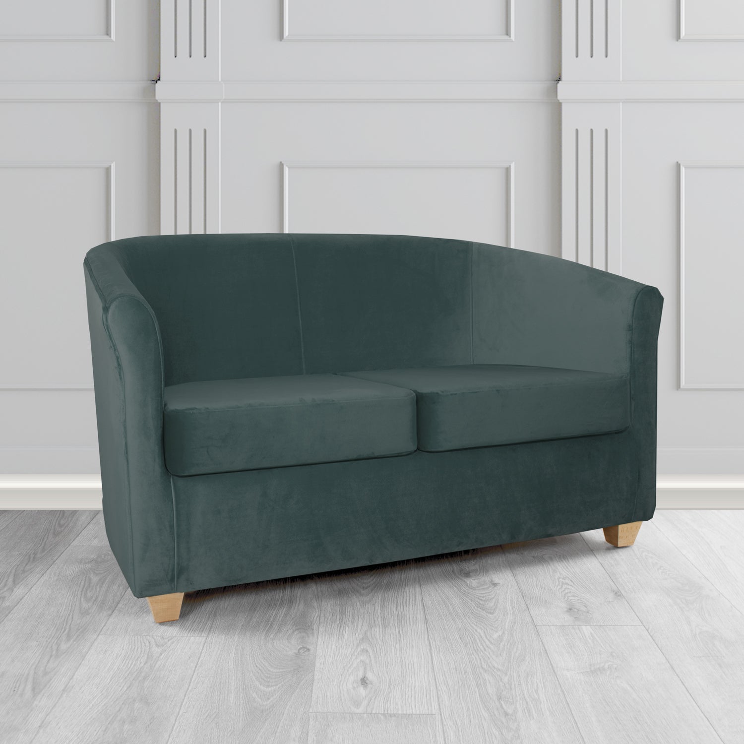 Cannes 2 Seater Tub Sofa in Zinc Textile Z Suede Crib 5 Faux Suede Fabric