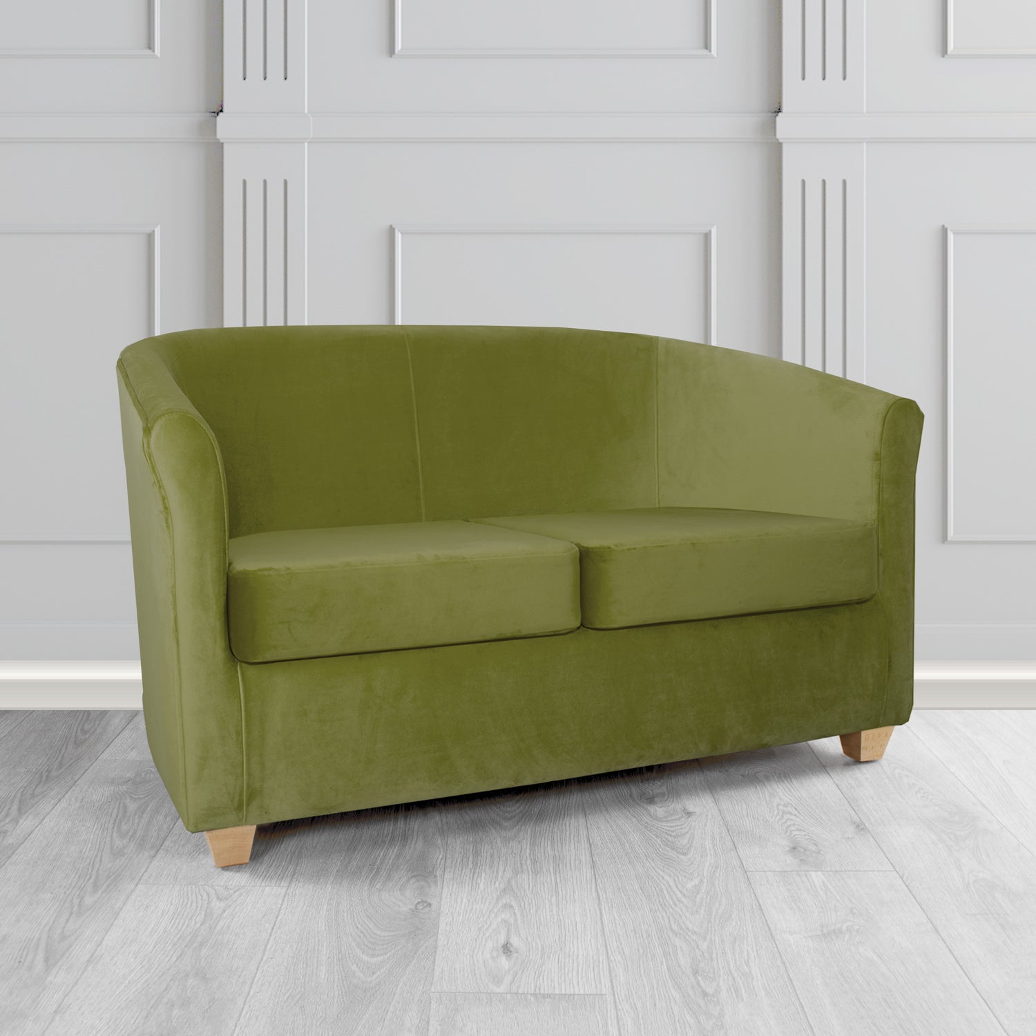 Cannes 2 Seater Tub Sofa in Zinc Textile Z Suede Crib 5 Faux Suede Fabric