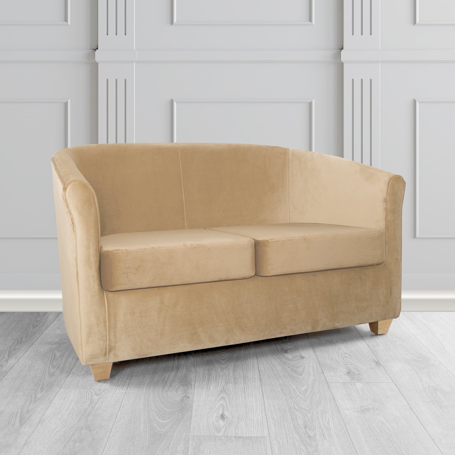 Cannes 2 Seater Tub Sofa in Zinc Textile Z Suede Crib 5 Faux Suede Fabric