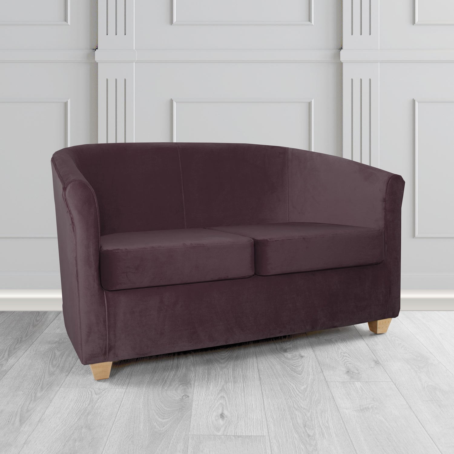 Cannes 2 Seater Tub Sofa in Zinc Textile Z Suede Crib 5 Faux Suede Fabric
