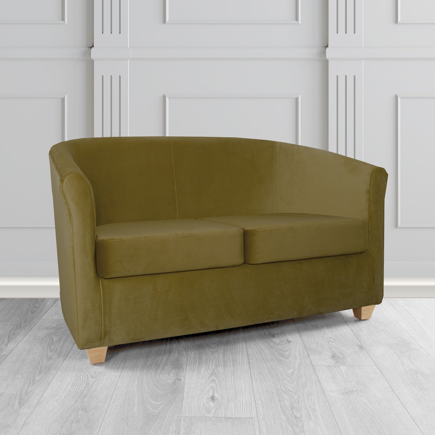 Cannes 2 Seater Tub Sofa in Zinc Textile Z Suede Crib 5 Faux Suede Fabric