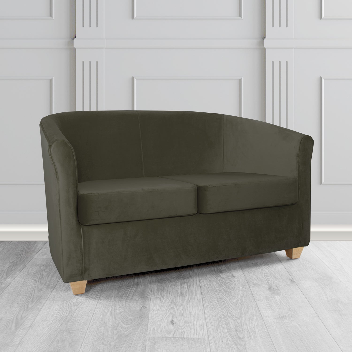 Cannes 2 Seater Tub Sofa in Zinc Textile Z Suede Crib 5 Faux Suede Fabric