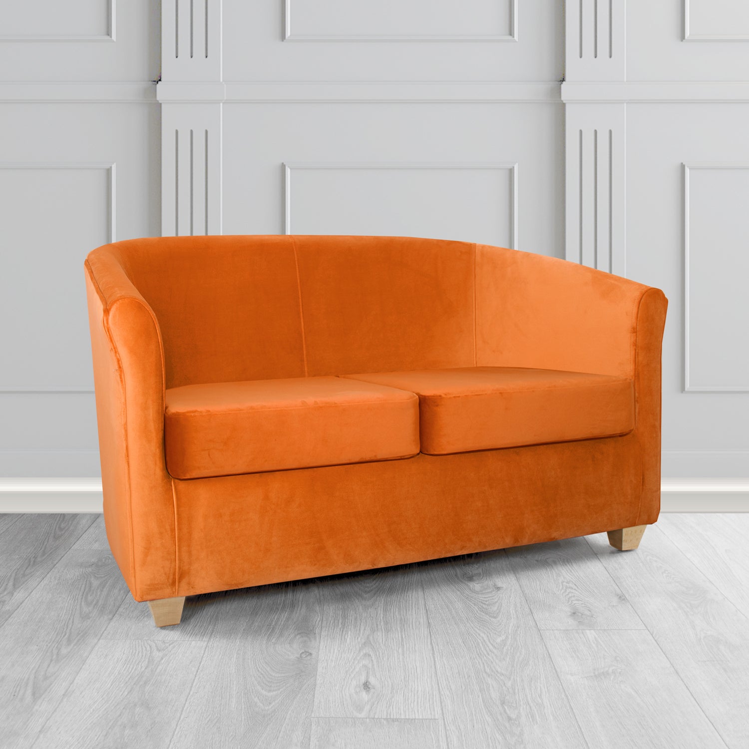Cannes 2 Seater Tub Sofa in Zinc Textile Z Suede Crib 5 Faux Suede Fabric
