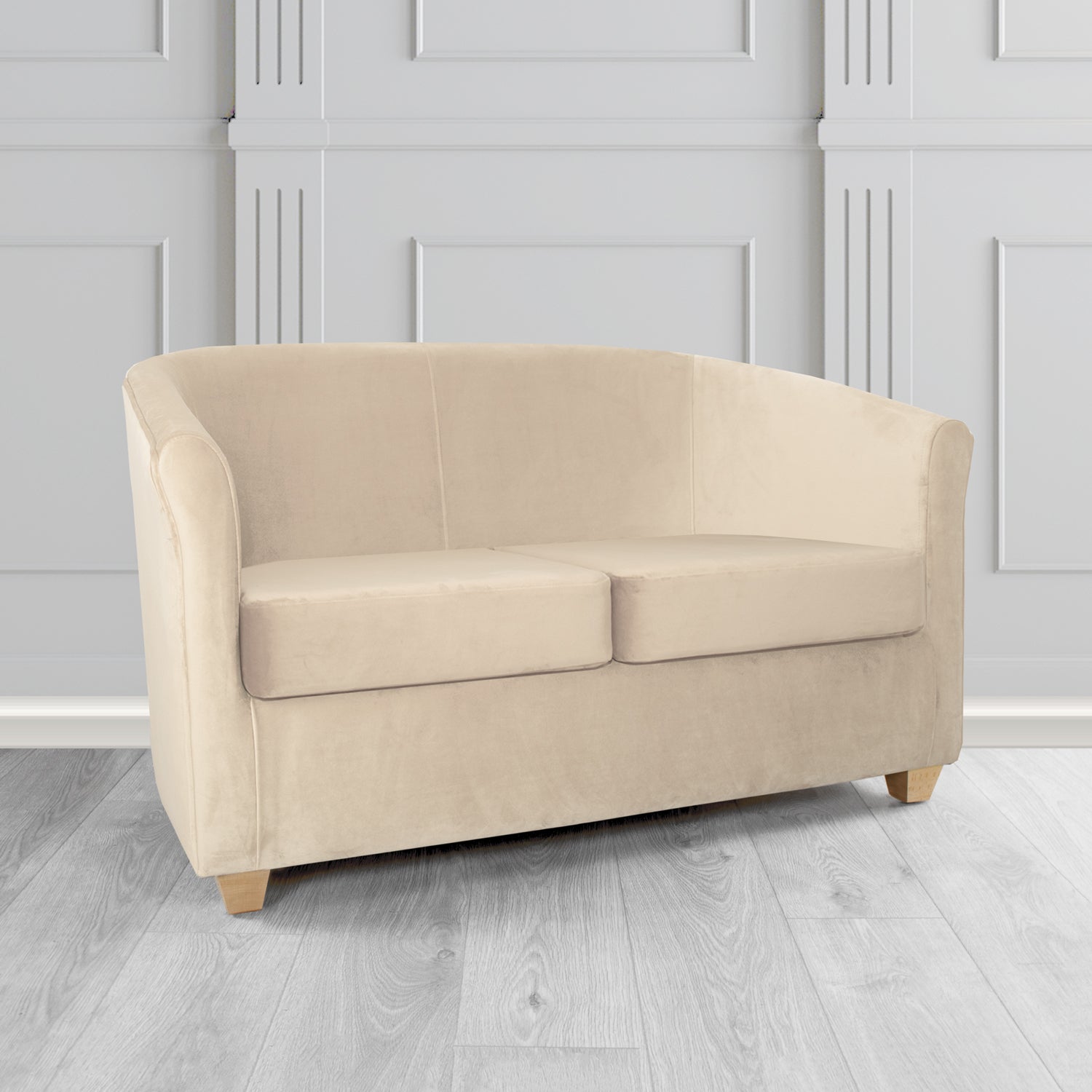 Cannes 2 Seater Tub Sofa in Zinc Textile Z Suede Crib 5 Faux Suede Fabric