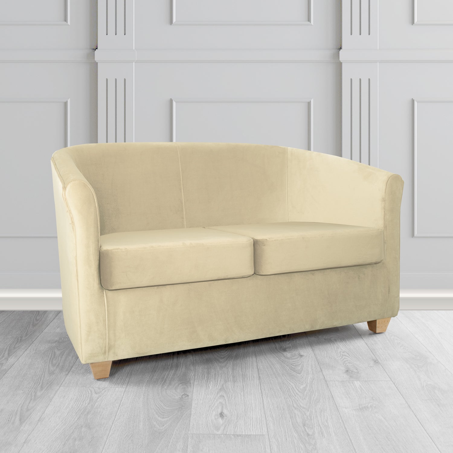 Cannes 2 Seater Tub Sofa in Zinc Textile Z Suede Crib 5 Faux Suede Fabric