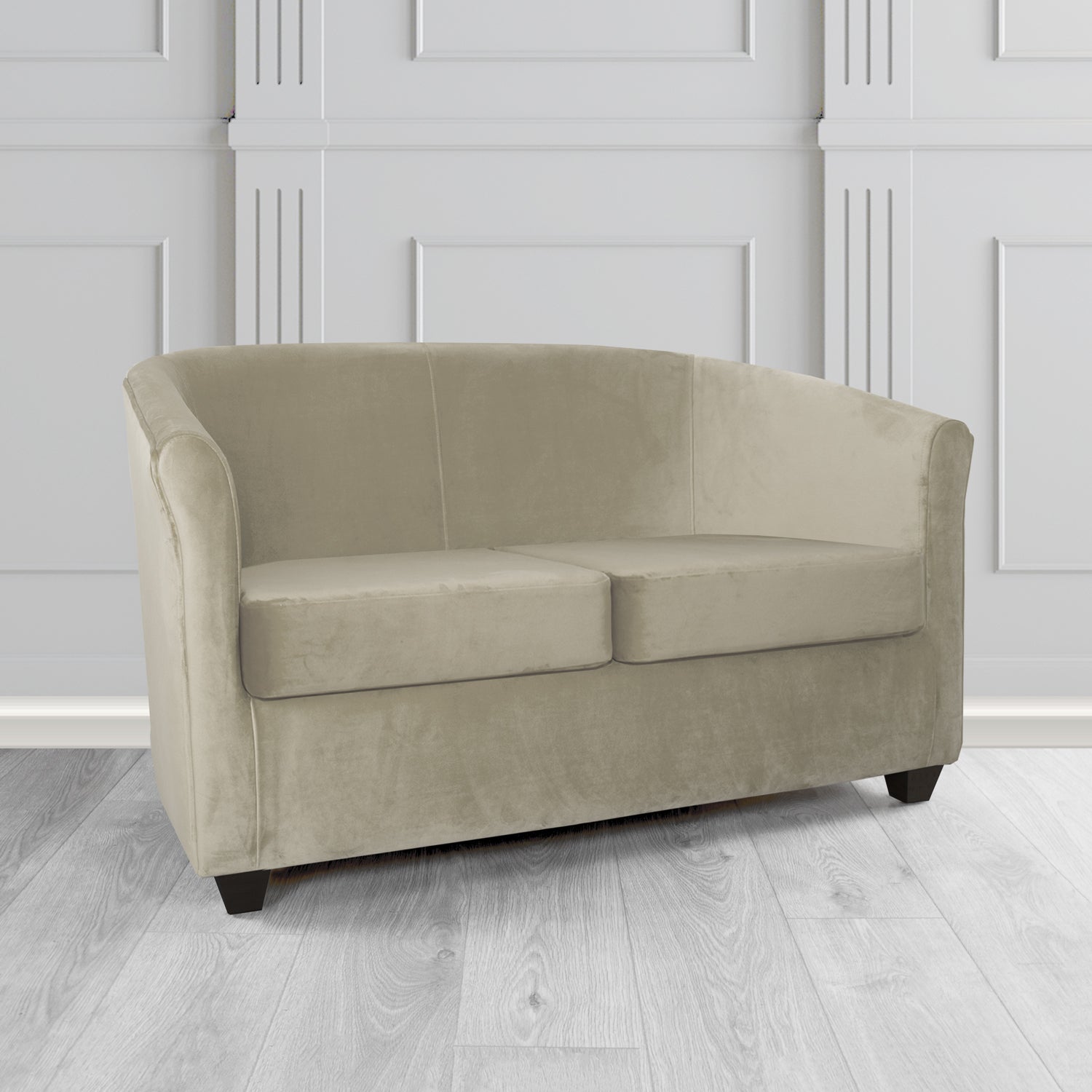 Cannes 2 Seater Tub Sofa in Zinc Textile Z Suede Crib 5 Faux Suede Fabric