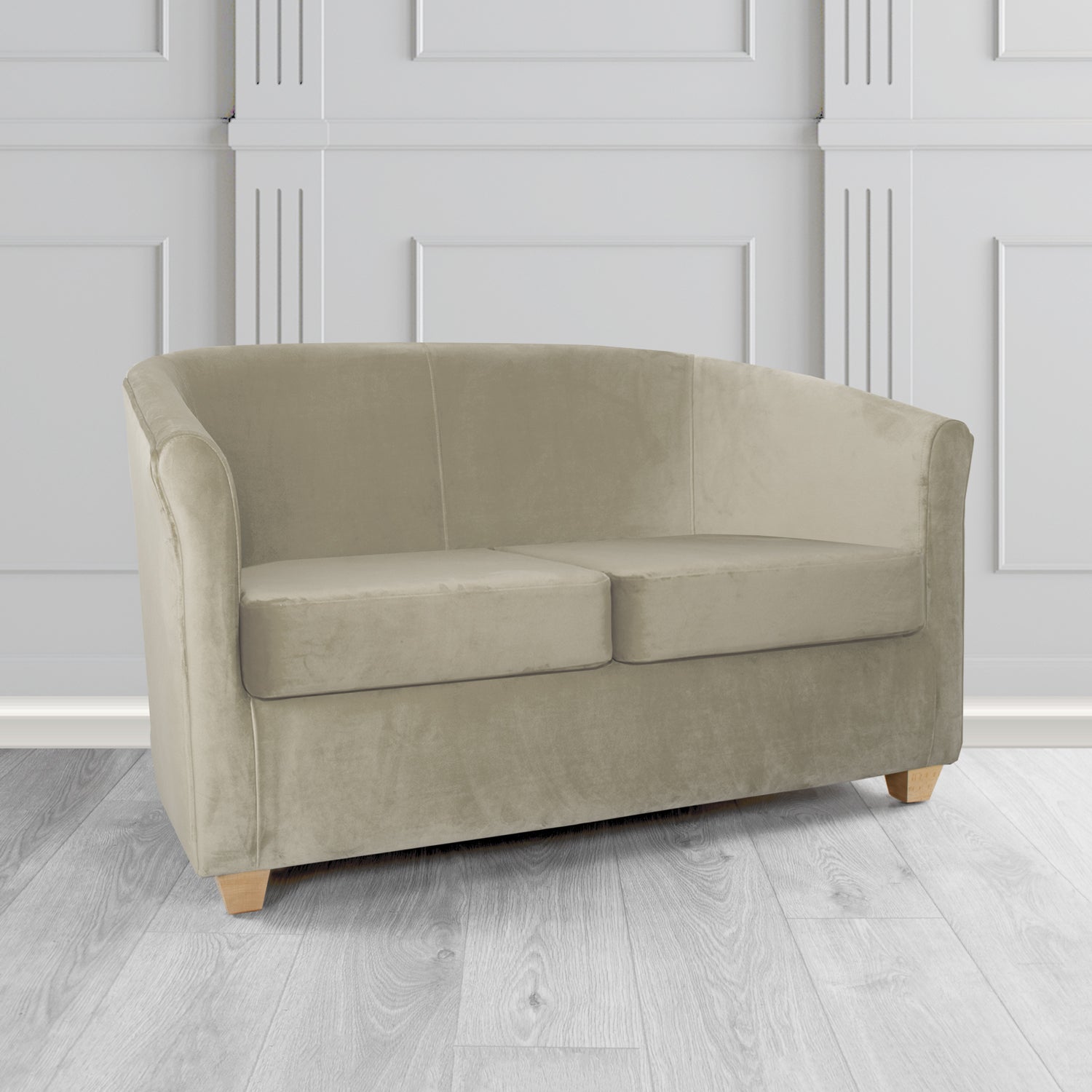 Cannes 2 Seater Tub Sofa in Zinc Textile Z Suede Crib 5 Faux Suede Fabric