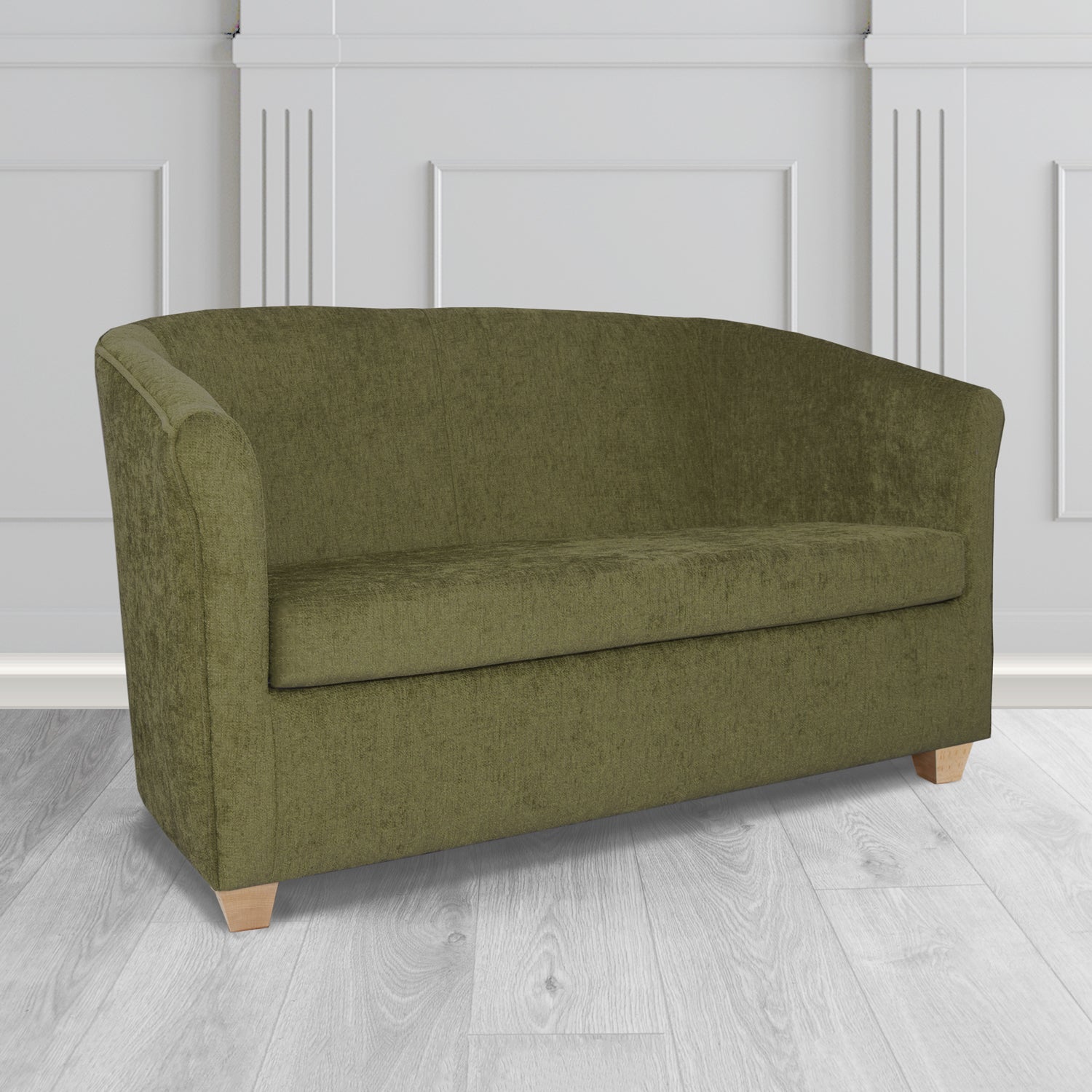Cannes 2 Seater Tub Sofa in Como Plain Chenille Fabric