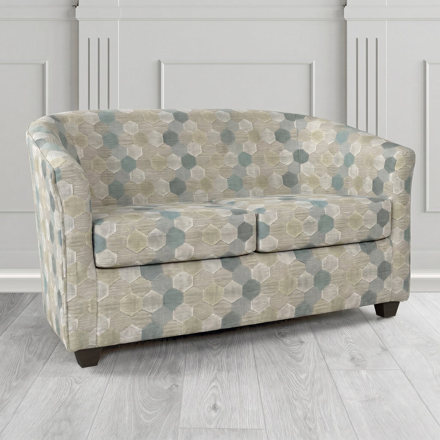 Cannes 2 Seater Tub Sofa in Cristina Marrone Extravaganza Honeycomb Velvet Pattern Fabric