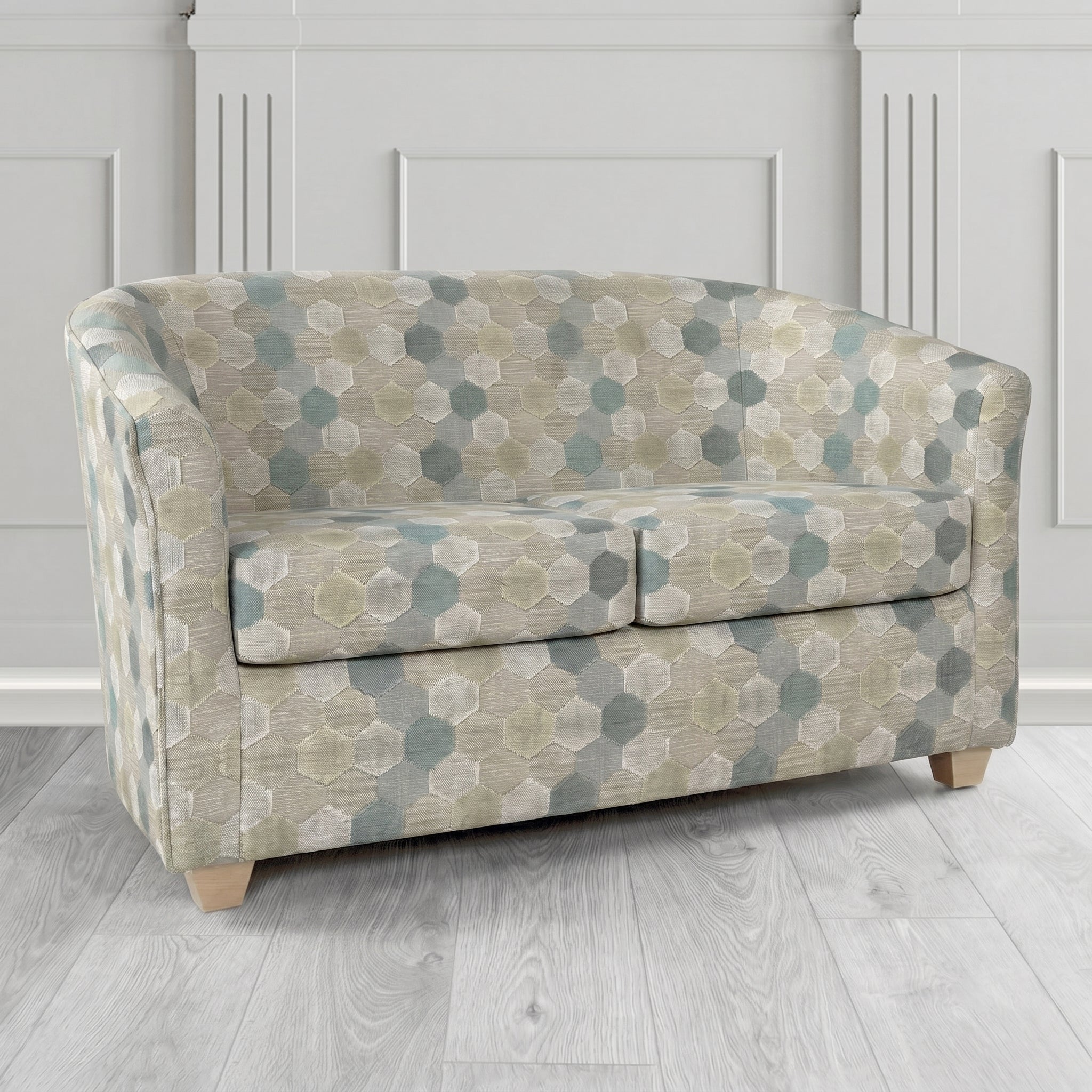 Cannes 2 Seater Tub Sofa in Cristina Marrone Extravaganza Honeycomb Velvet Pattern Fabric