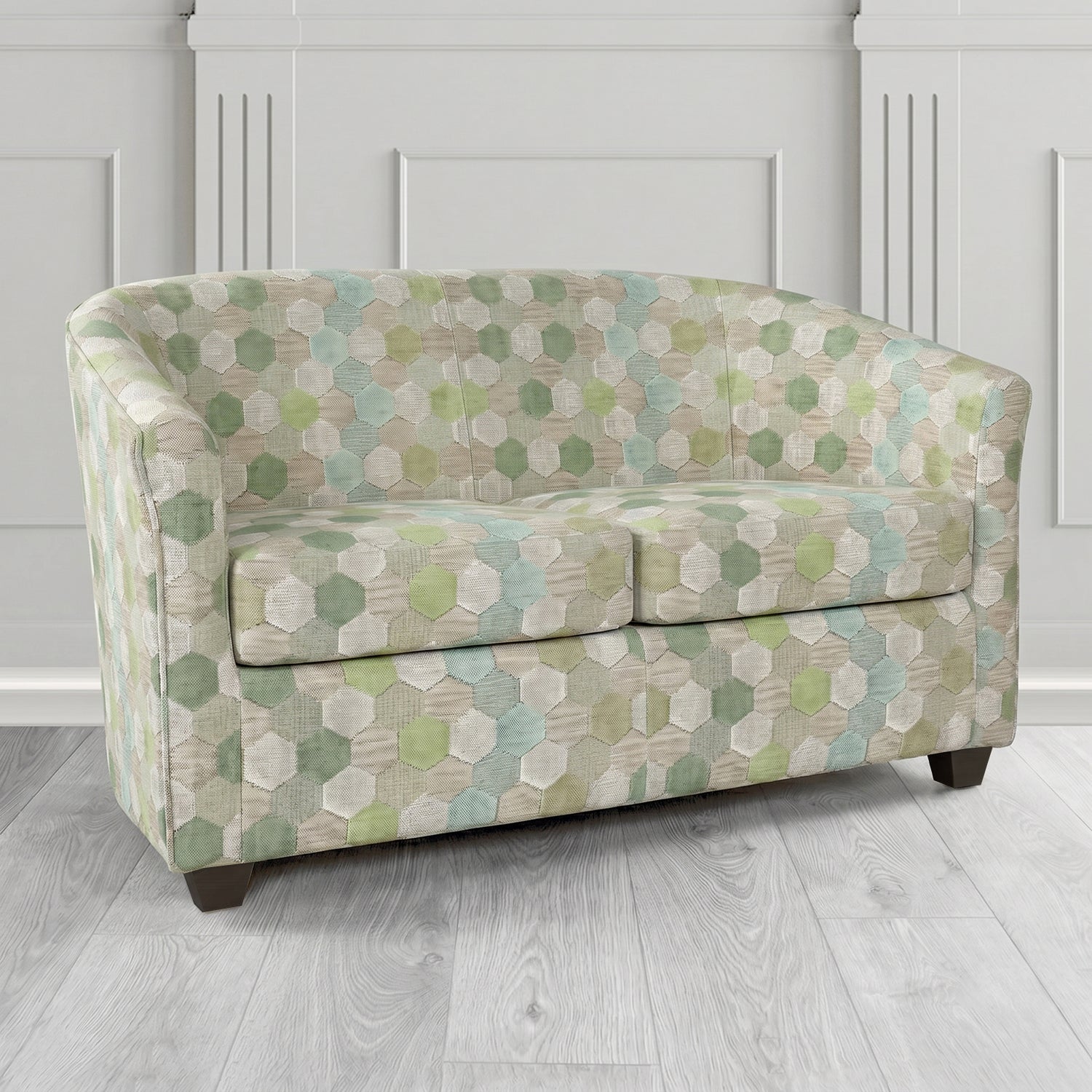 Cannes 2 Seater Tub Sofa in Cristina Marrone Extravaganza Honeycomb Velvet Pattern Fabric