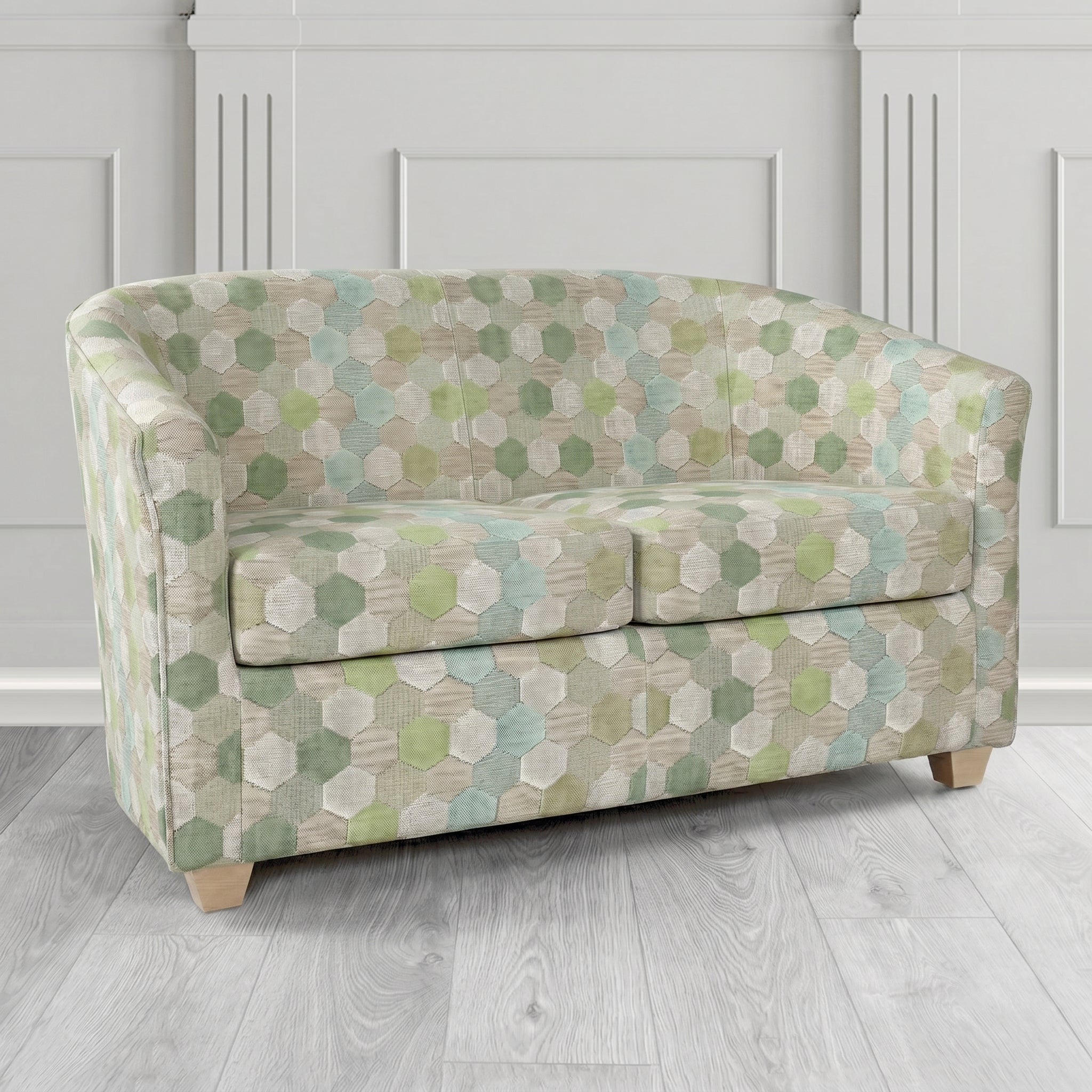 Cannes 2 Seater Tub Sofa in Cristina Marrone Extravaganza Honeycomb Velvet Pattern Fabric