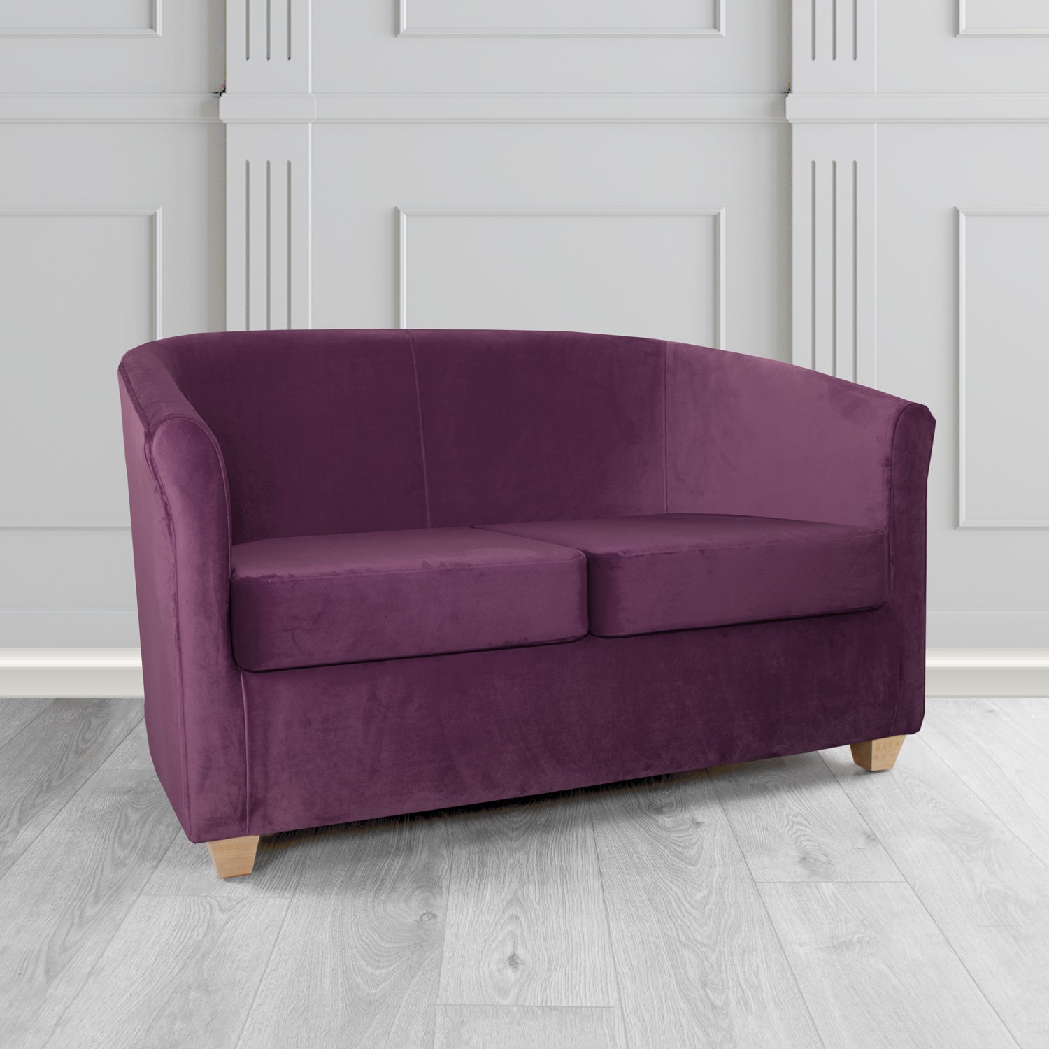 Cannes 2 Seater Tub Sofa in Panaz Fabrics Allure Crib 5 Velvet Fabric