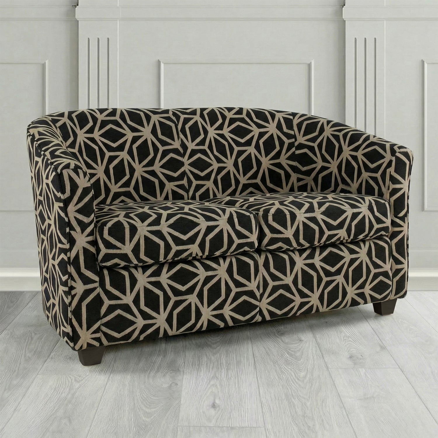 Cannes 2 Seater Tub Sofa in Panaz Fabrics Lexington Corinthia Geometric Crib 5 Velvet Fabric
