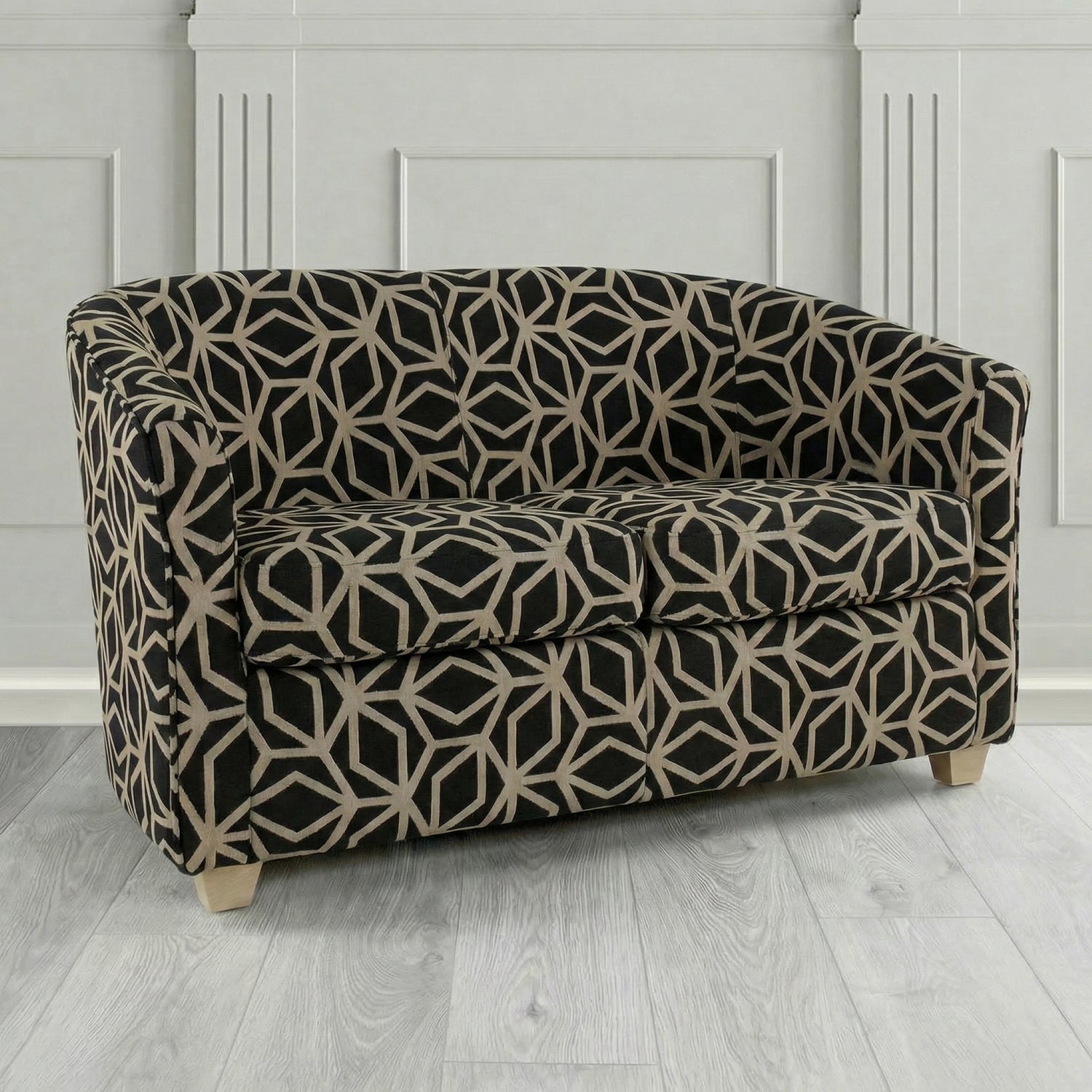 Cannes 2 Seater Tub Sofa in Panaz Fabrics Lexington Corinthia Geometric Crib 5 Velvet Fabric