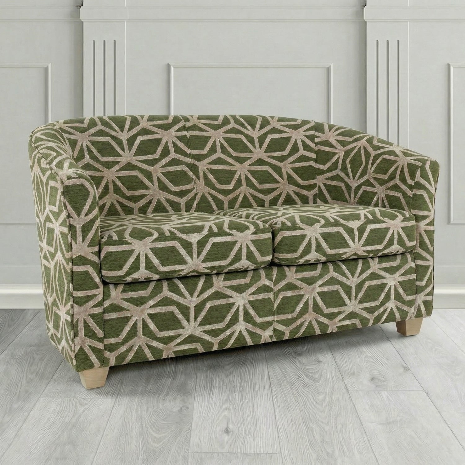 Cannes 2 Seater Tub Sofa in Panaz Fabrics Lexington Corinthia Geometric Crib 5 Velvet Fabric