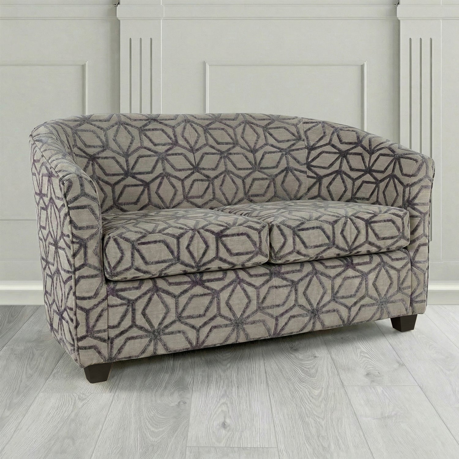 Cannes 2 Seater Tub Sofa in Panaz Fabrics Lexington Corinthia Geometric Crib 5 Velvet Fabric