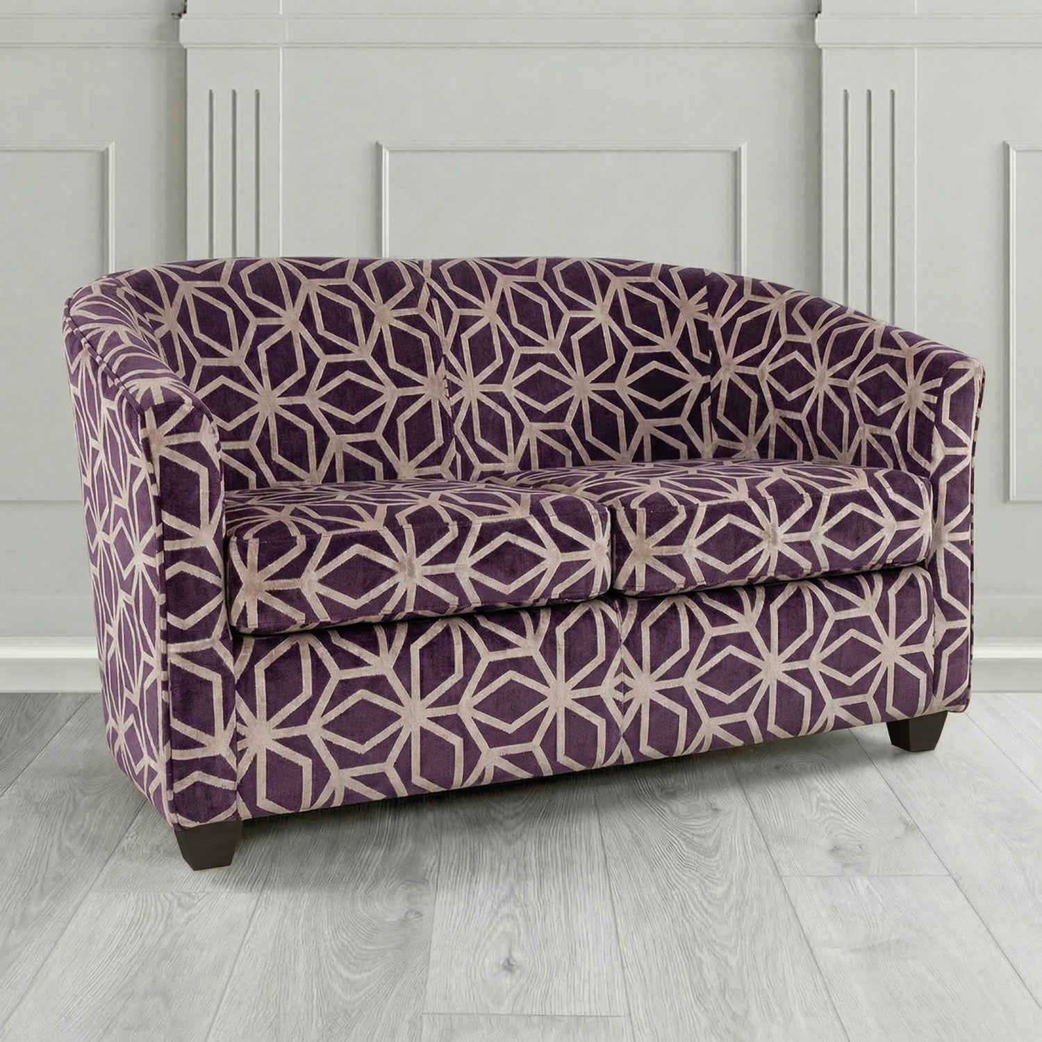 Cannes 2 Seater Tub Sofa in Panaz Fabrics Lexington Corinthia Geometric Crib 5 Velvet Fabric