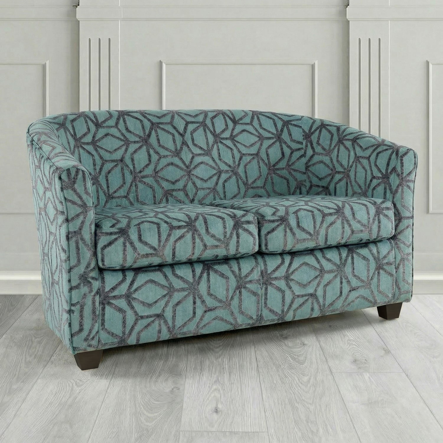 Cannes 2 Seater Tub Sofa in Panaz Fabrics Lexington Corinthia Geometric Crib 5 Velvet Fabric