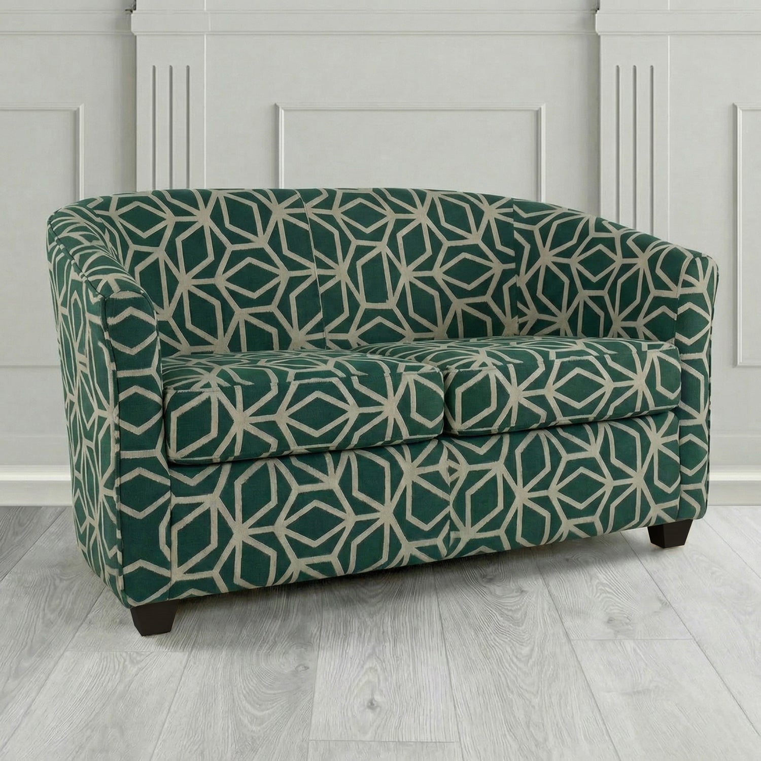 Cannes 2 Seater Tub Sofa in Panaz Fabrics Lexington Corinthia Geometric Crib 5 Velvet Fabric