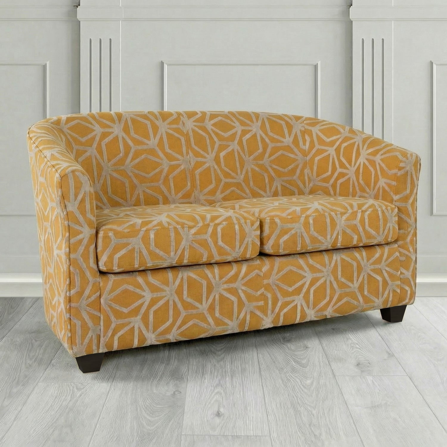 Cannes 2 Seater Tub Sofa in Panaz Fabrics Lexington Corinthia Geometric Crib 5 Velvet Fabric