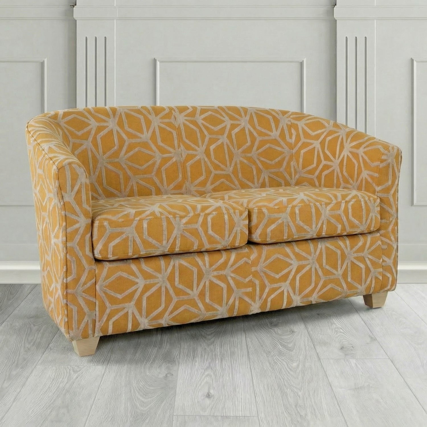 Cannes 2 Seater Tub Sofa in Panaz Fabrics Lexington Corinthia Geometric Crib 5 Velvet Fabric