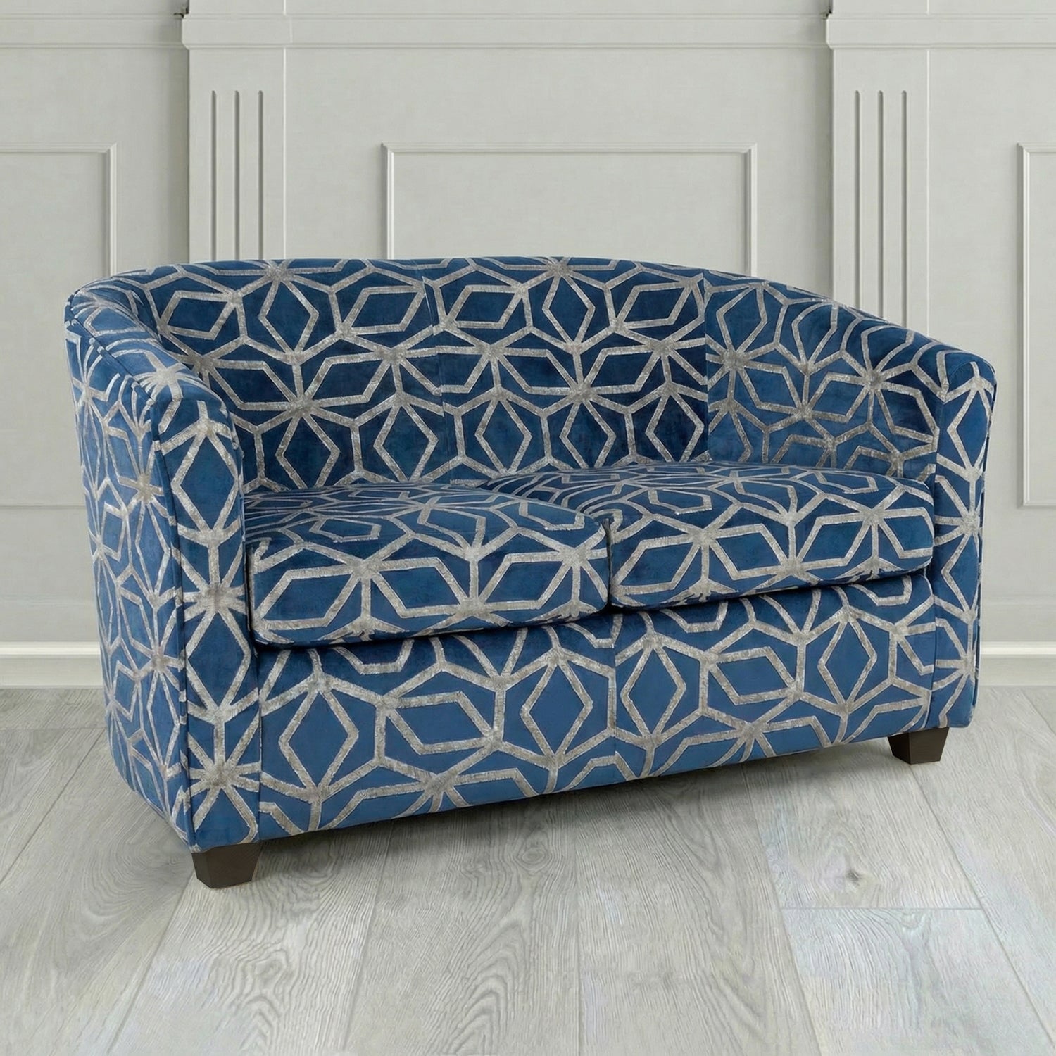 Cannes 2 Seater Tub Sofa in Panaz Fabrics Lexington Corinthia Geometric Crib 5 Velvet Fabric