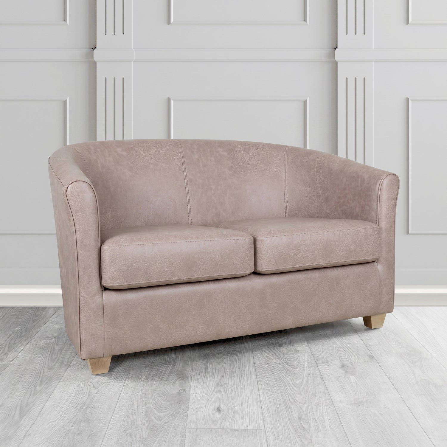 Cannes 2 Seater Tub Sofa in Crest Leather Saloon Semi-Aniline Crib 5 Genuine Leather