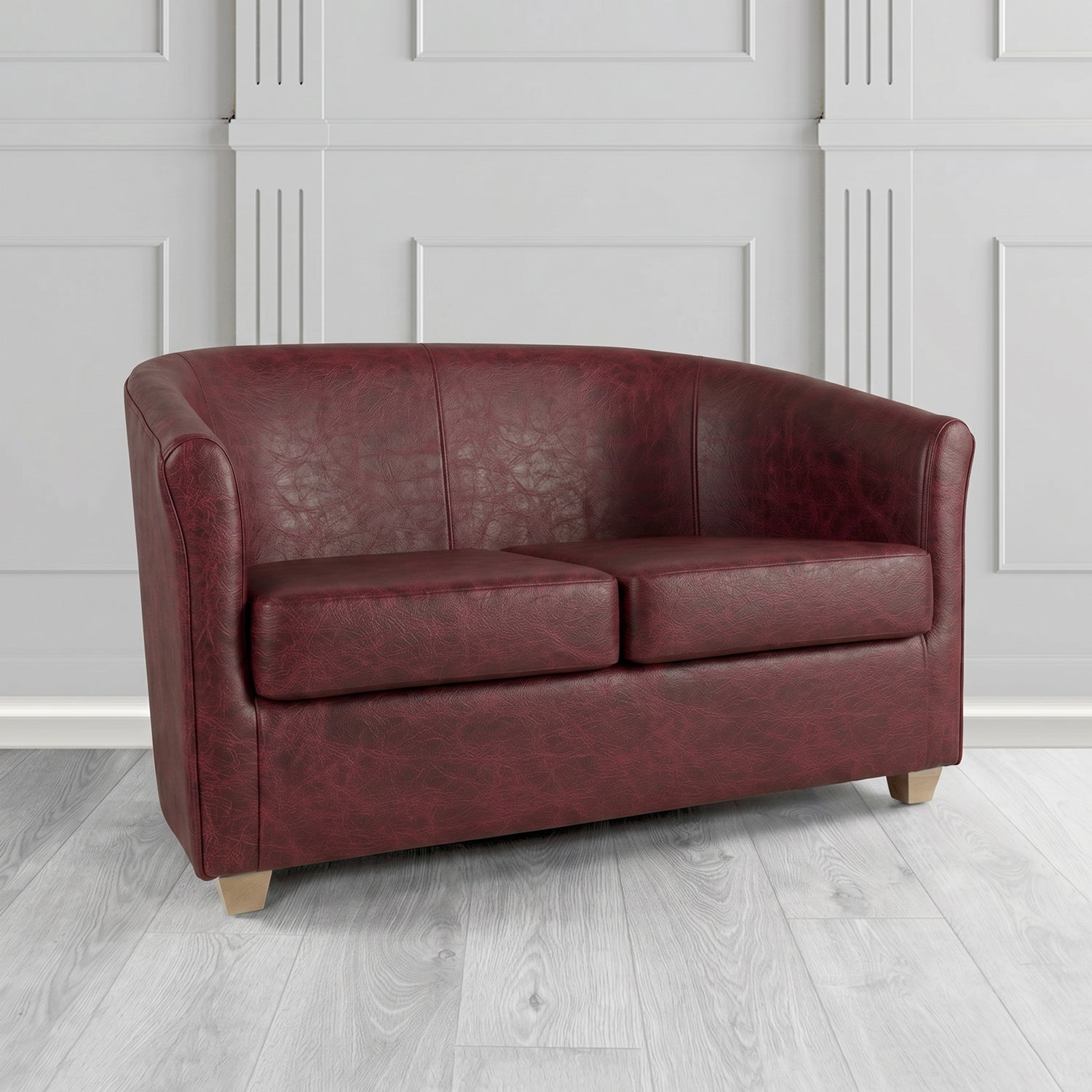 Cannes 2 Seater Tub Sofa in Crest Leather Saloon Semi-Aniline Crib 5 Genuine Leather