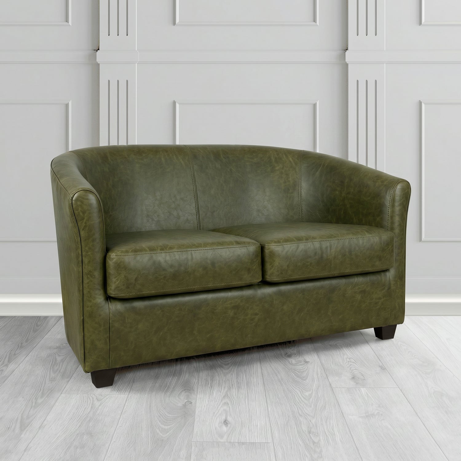 Cannes 2 Seater Tub Sofa in Crest Leather Saloon Semi-Aniline Crib 5 Genuine Leather