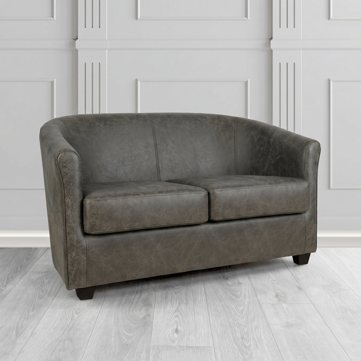 Cannes 2 Seater Tub Sofa in Crest Leather Saloon Semi-Aniline Crib 5 Genuine Leather