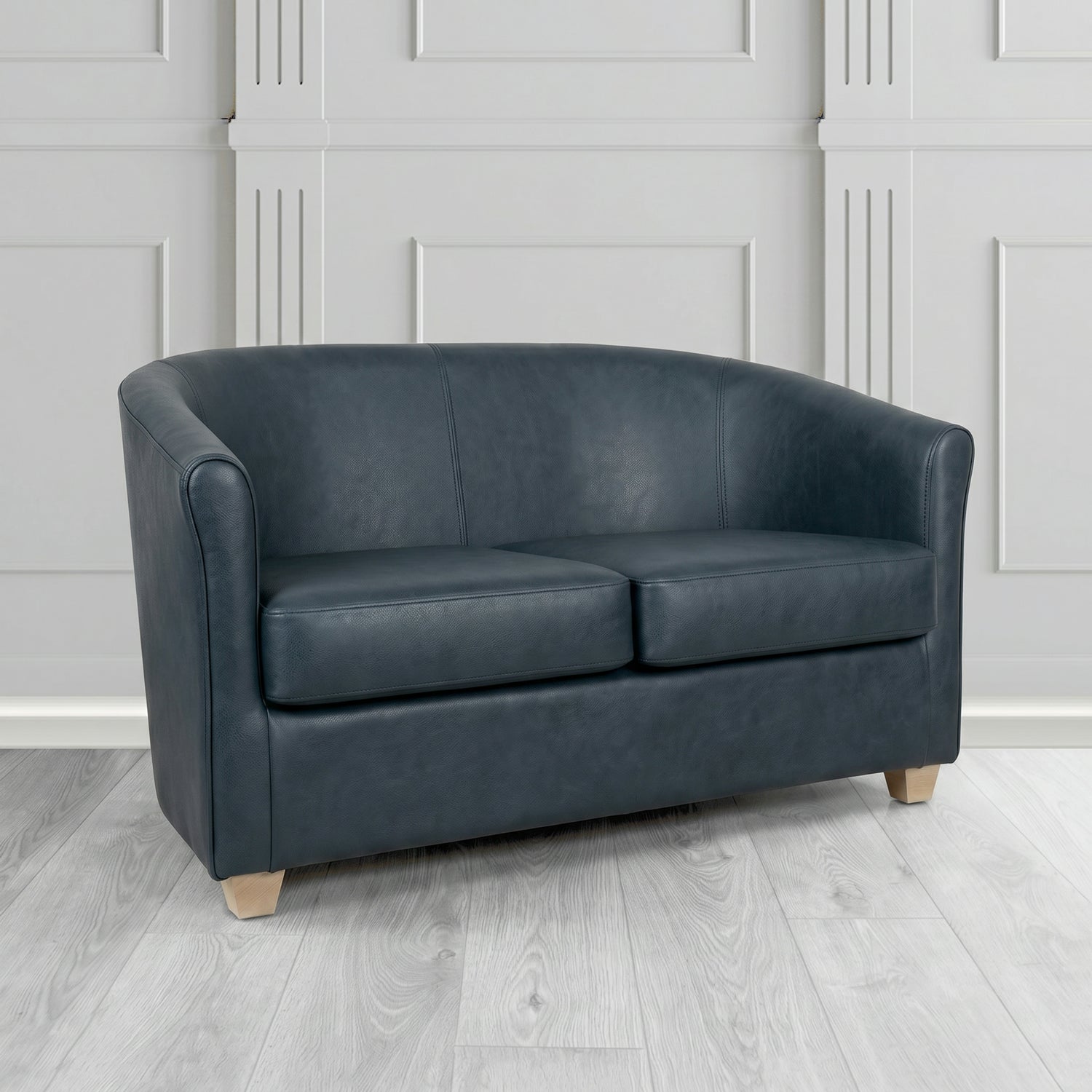 Cannes 2 Seater Tub Sofa in Crest Leather Saloon Semi-Aniline Crib 5 Genuine Leather
