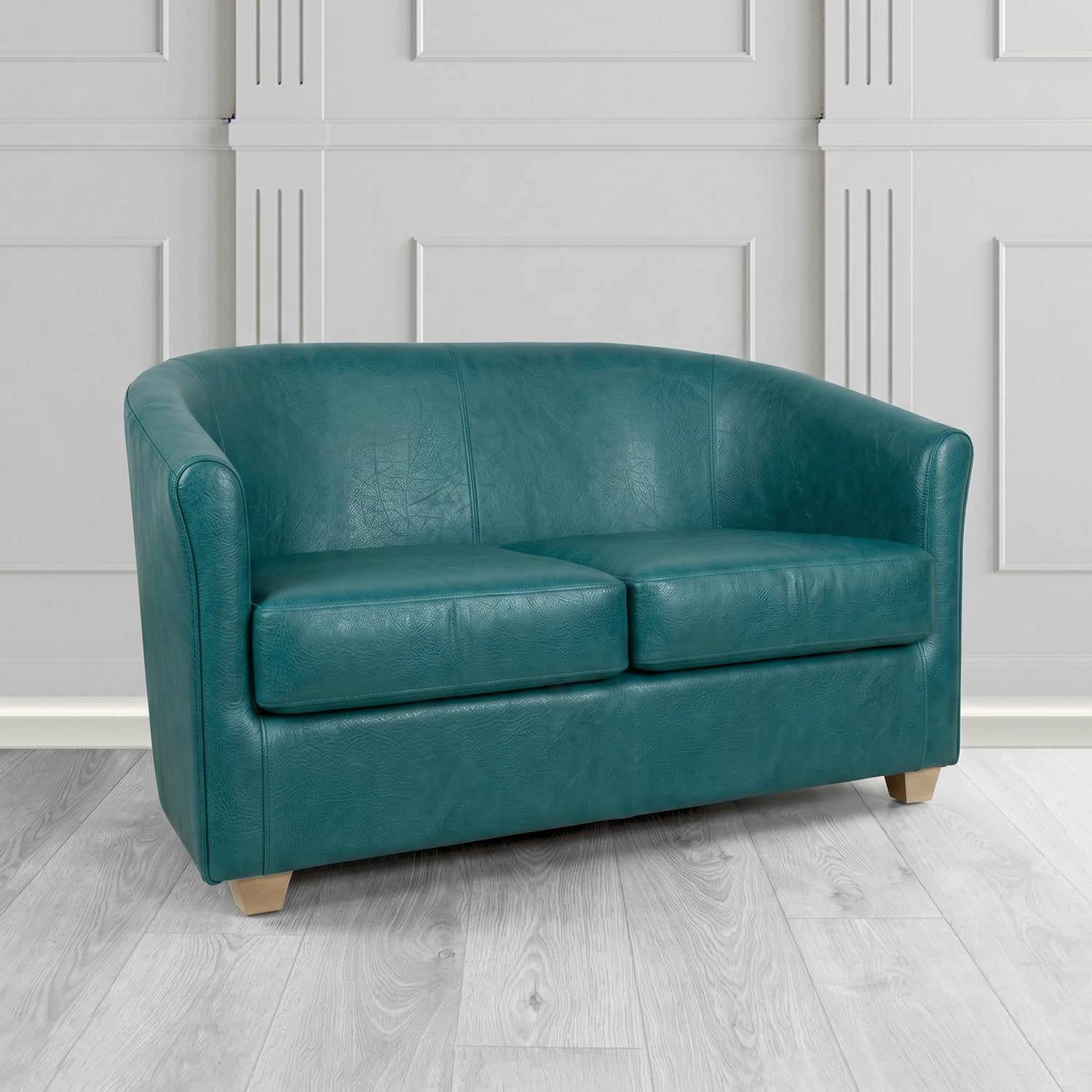 Cannes 2 Seater Tub Sofa in Crest Leather Saloon Semi-Aniline Crib 5 Genuine Leather