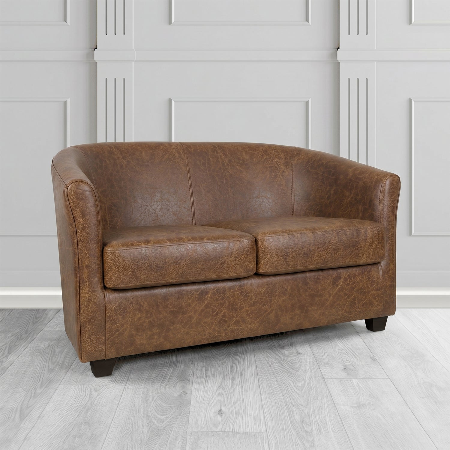 Cannes 2 Seater Tub Sofa in Crest Leather Saloon Semi-Aniline Crib 5 Genuine Leather