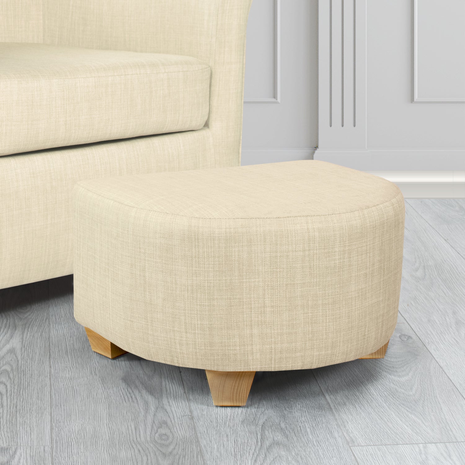 Cannes Footstool in Tubz Charles Plain Linen Fabric