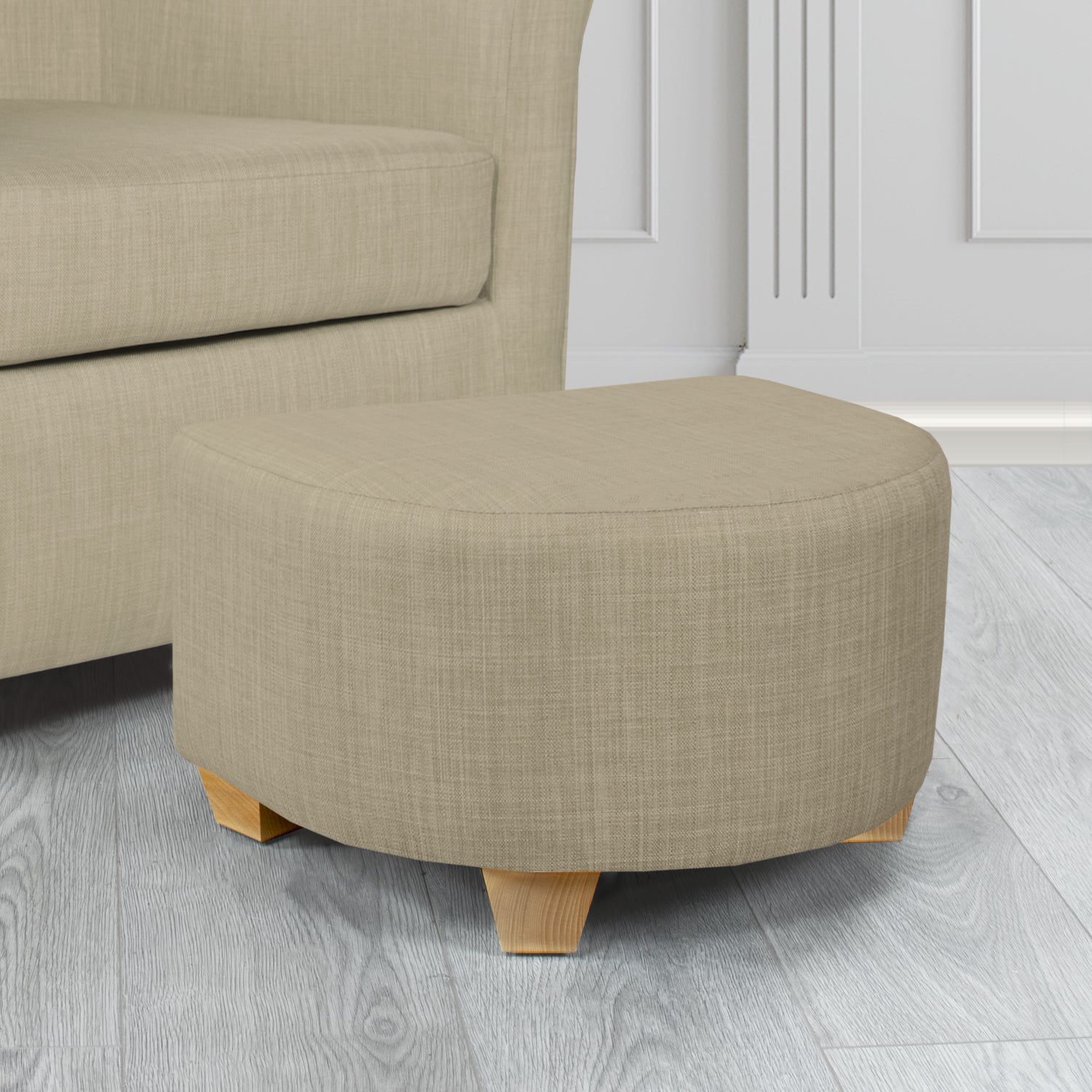 Cannes Footstool in Tubz Charles Plain Linen Fabric