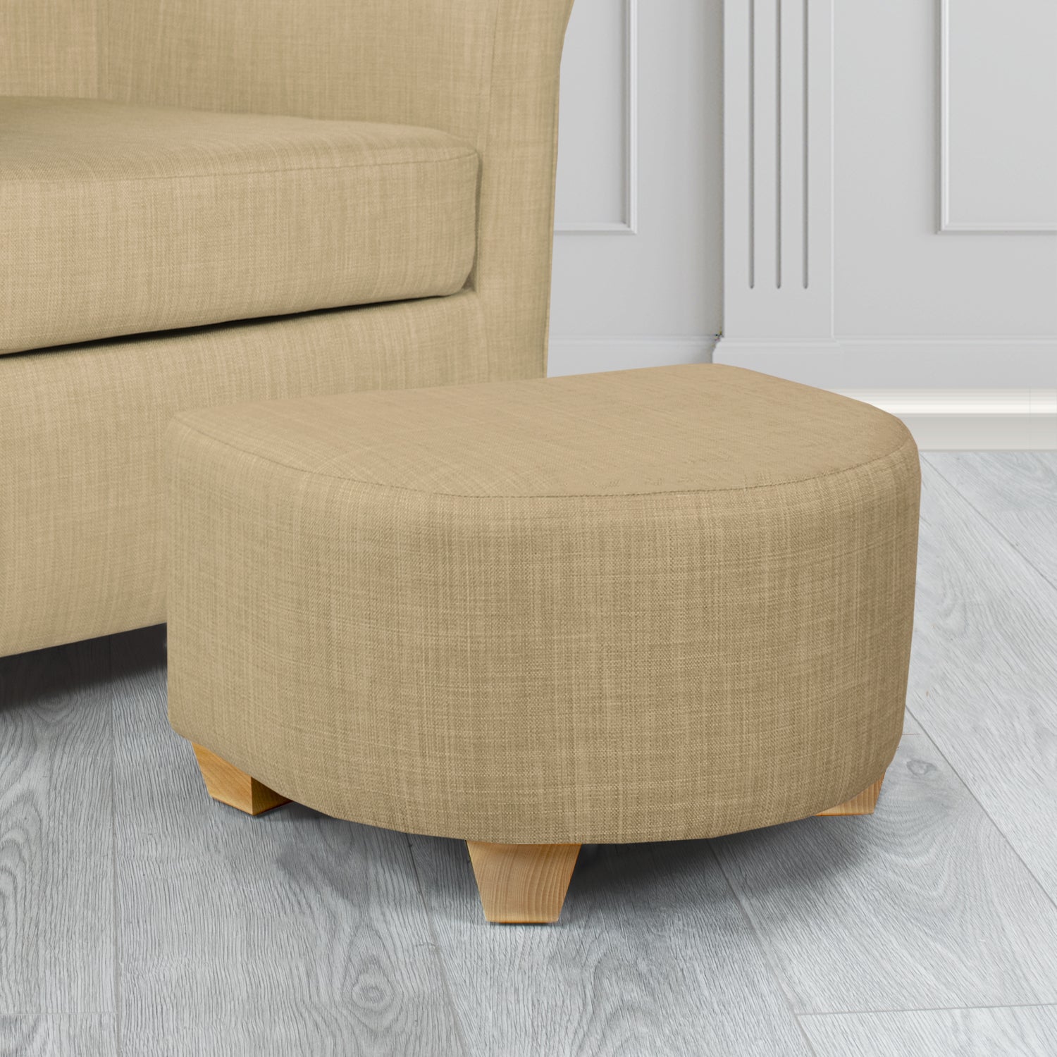 Cannes Footstool in Tubz Charles Plain Linen Fabric