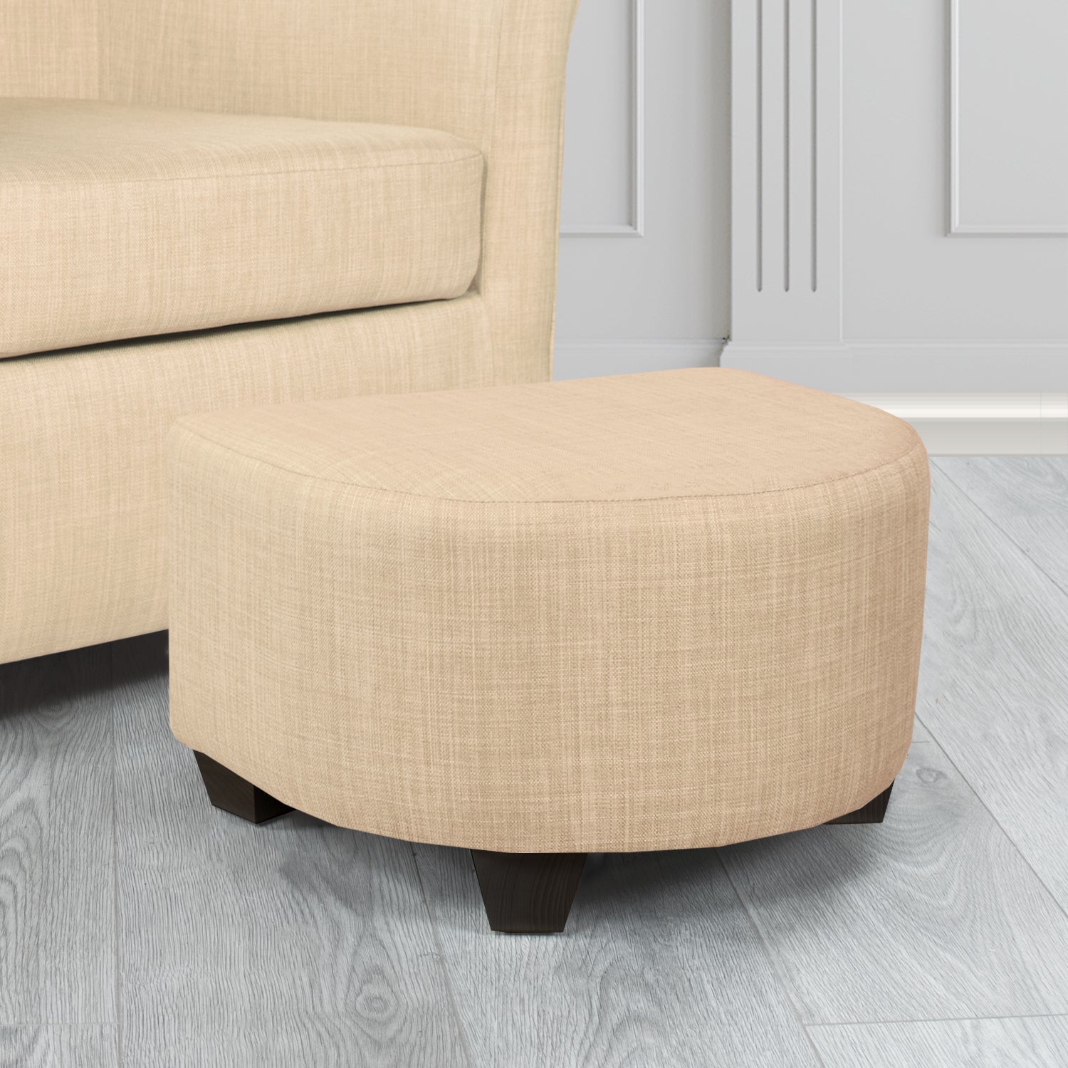 Cannes Footstool in Tubz Charles Plain Linen Fabric