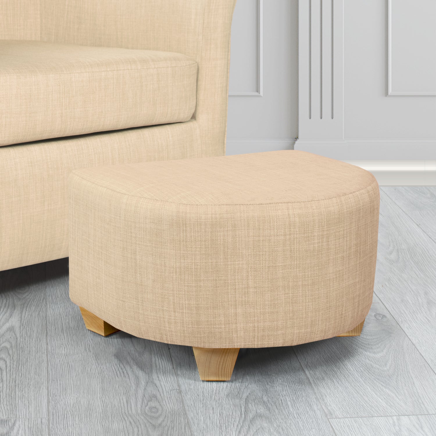 Cannes Footstool in Tubz Charles Plain Linen Fabric