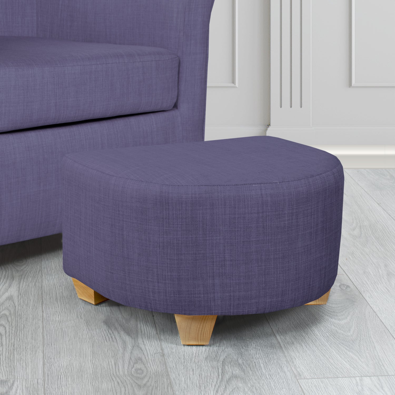 Cannes Footstool in Tubz Charles Plain Linen Fabric