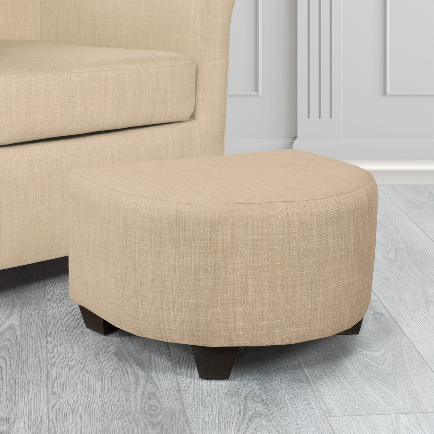 Cannes Footstool in Tubz Charles Plain Linen Fabric